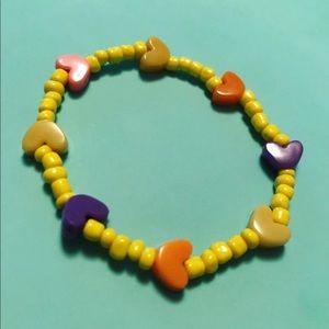 💛🧡💜 Yellow, Orange and Purple Hearts beaded Bracelet